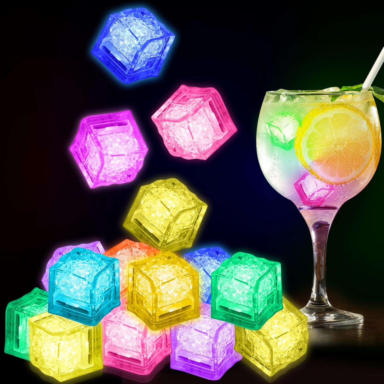 Light Up Ice Cubes for Drinks - Multi Color LED Party Fun