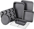KITESSENSU Baking Pans Set 7-Piece - Nonstick Carbon Steel Bakeware