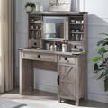 Farmhouse Makeup Vanity Desk with Sliding Mirror and Lights - Rustic