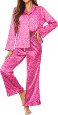 Silk Satin Pajamas Set Womens Long Sleepwear - Classic Soft Loungewear