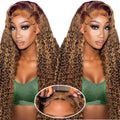 Highlight Ombre Curly Lace Front Wig Human Hair 26in - Wear & Go