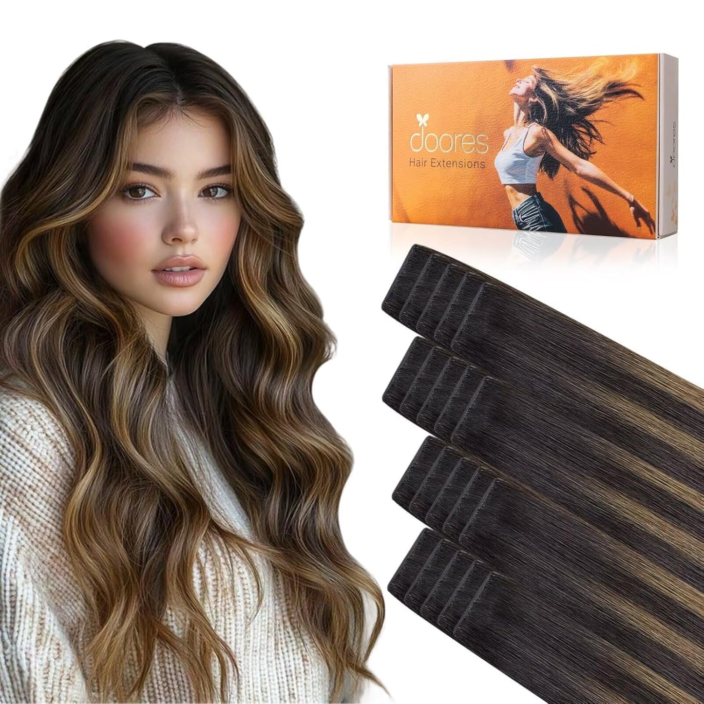 DOORES Invisible Tape in Hair Extensions for Natural Look