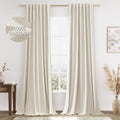 Guken Beige Cream Linen Blackout Curtains 84 in - Full Room Darkening