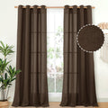 Brown Linen Curtains 95 in Long 2 Panels - Light Filtering Privacy