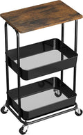 Simple Houseware 2-Tier Rolling Utility Cart with Wood Top - Compact
