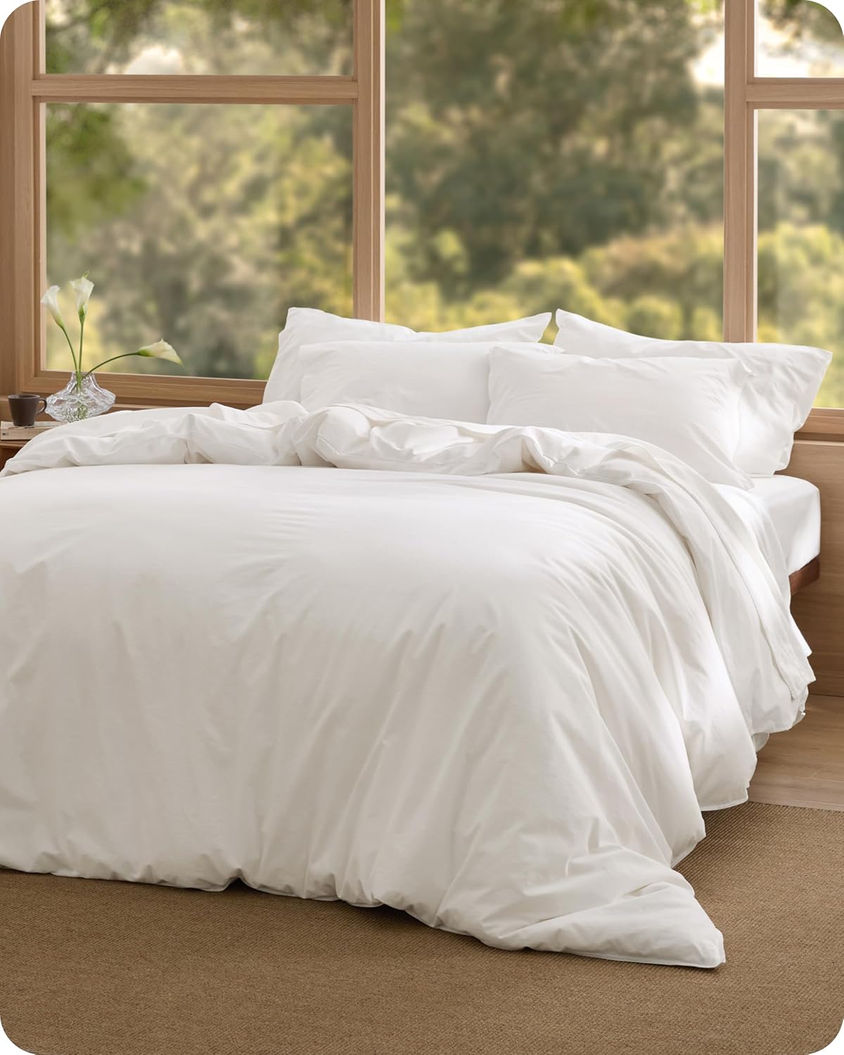 Luxury Cotton Duvet Cover with Linen-Like Texture for Comfort
