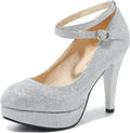 Platform High Heels for Women - Closed Toe Strappy Ankle Pumps