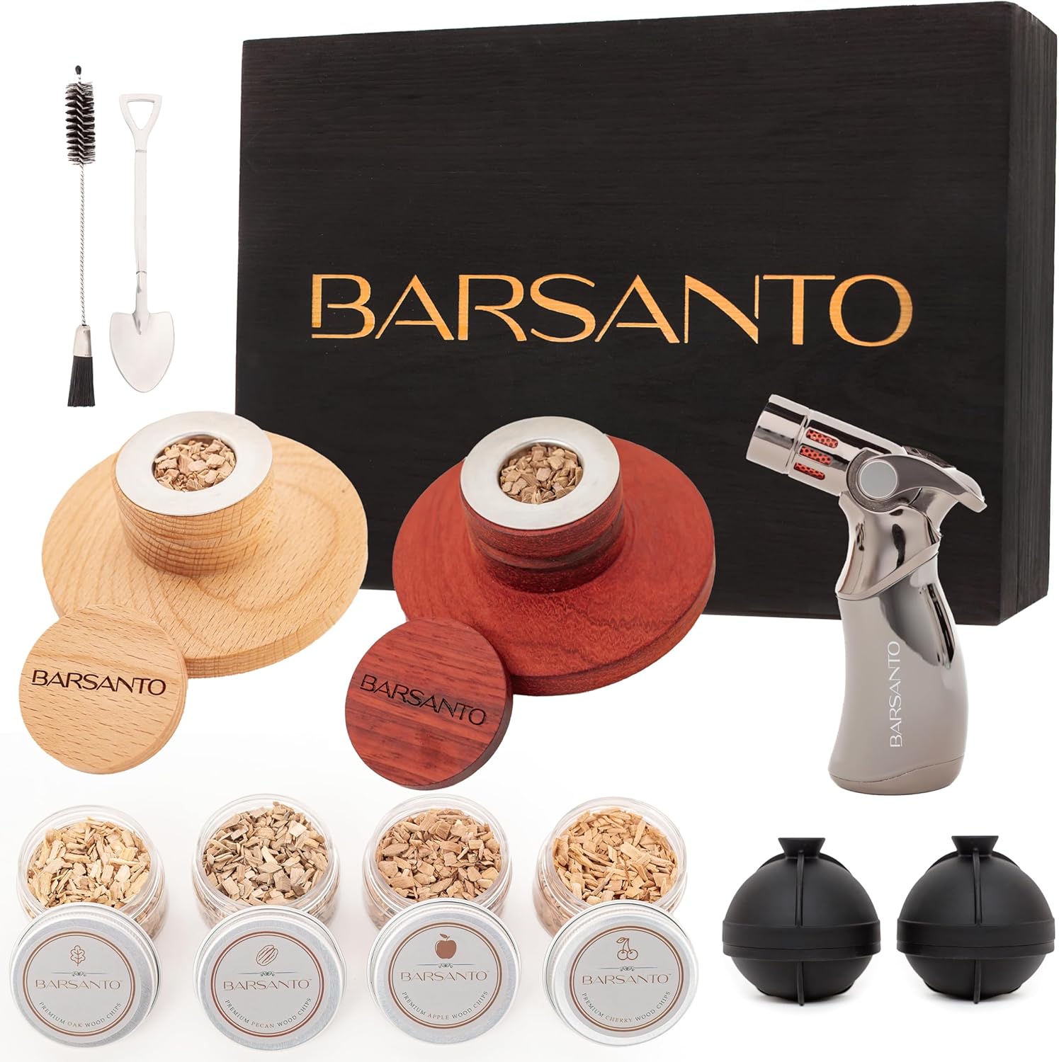 BARSANTO Torched Cocktail Smoker Kit - Infuse 4 Flavors - Stainless Steel Filter - Bar Access.