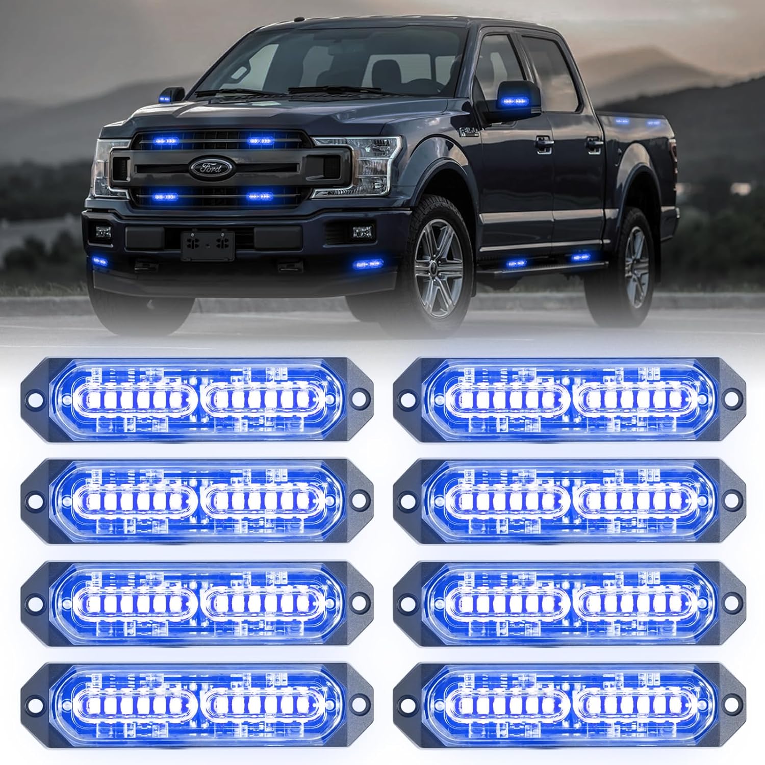 12 LED Sync Emergency Strobe Grille Lights for Vehicles