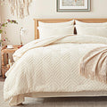 Zzlpp King Comforter Set 7 Pieces Cream Tufted - All Season Comfort