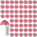 Dusty Rose Fake Hydrangea Flowers 65pcs Bulk - Realistic Silk Heads