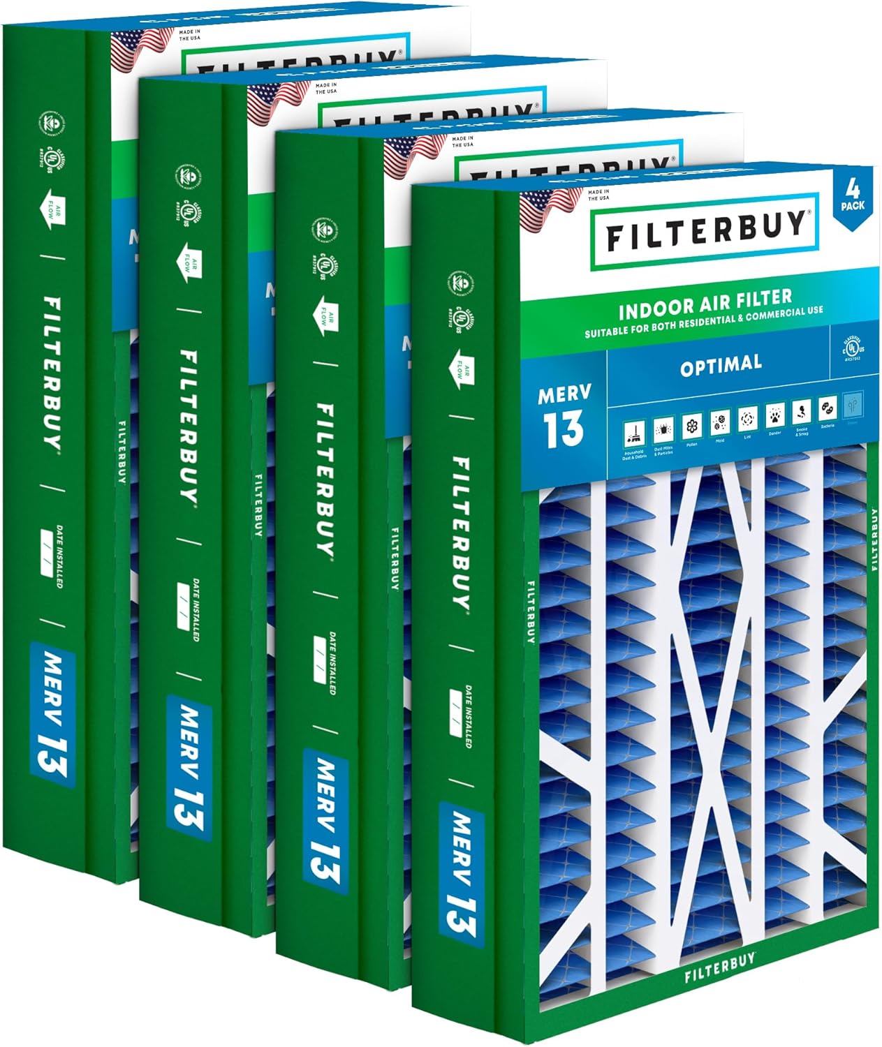 Filterbuy 14.5x27x5 Air Filter MERV 13 for Health Defense