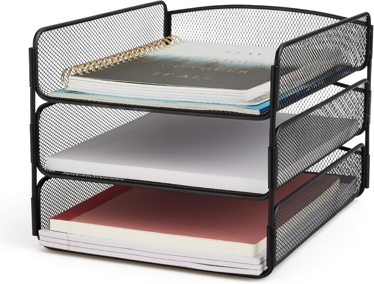 Safco Onyx Desk Organizer: 3-Tray Mail & Paper Sorter