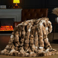 Faux Fur Throw Blanket for Couch - Fluffy Tie-Dye Brown Luxury Throw