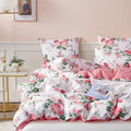 Rose Flower Duvet Cover Full Size Pink Floral Comforter Set