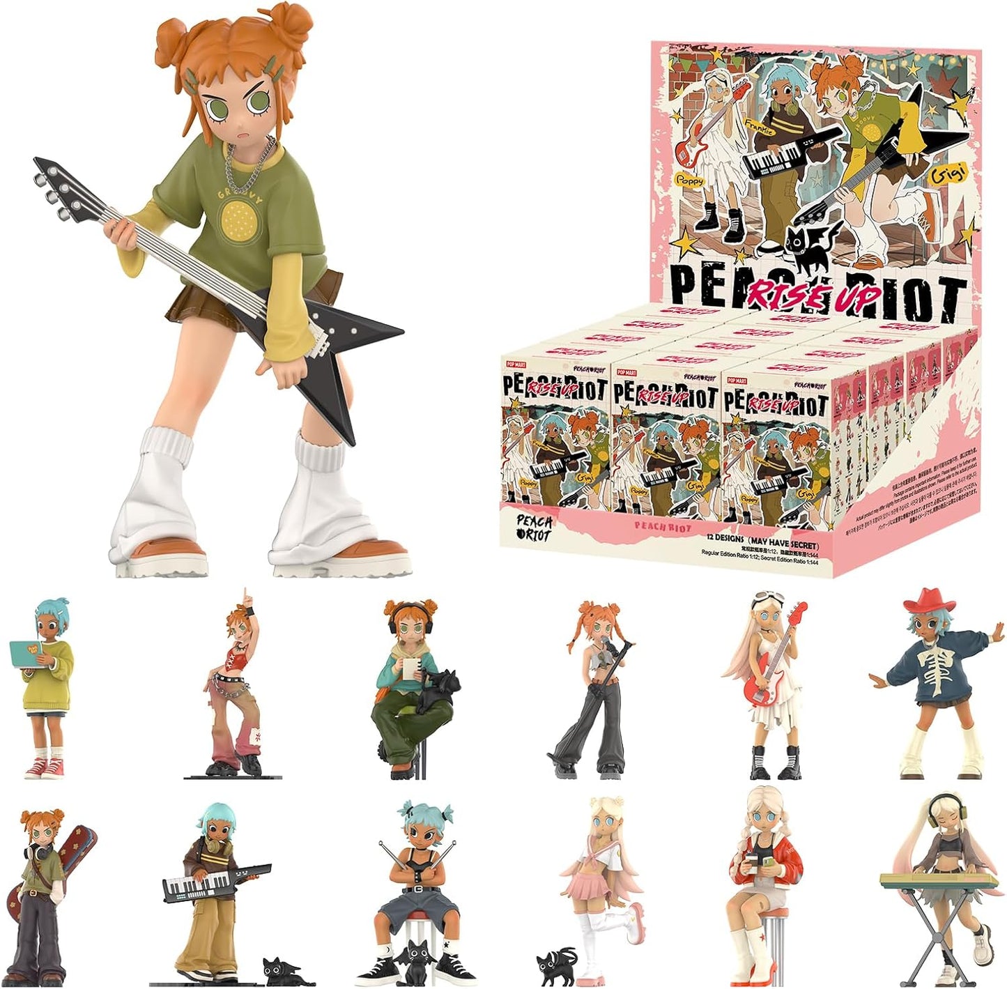 POP MART Peach Riot Rise Up Series Figures - 12PCs Collectibles