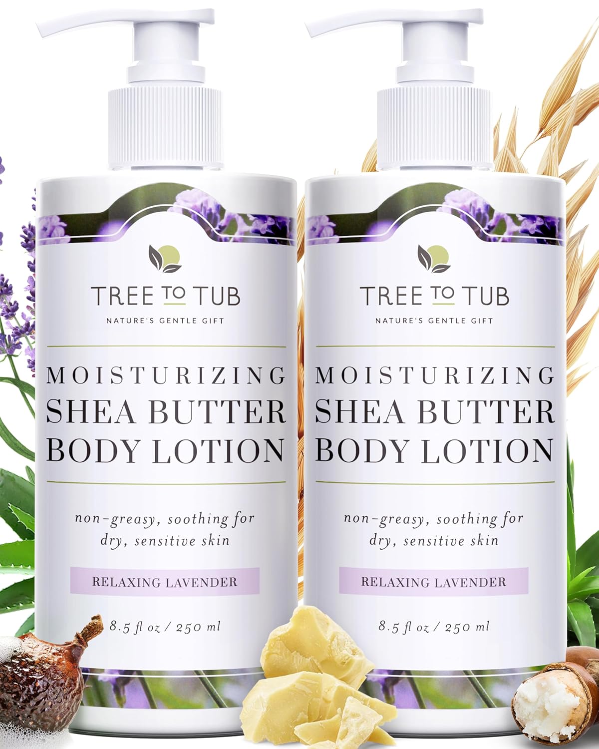 Tree to Tub Lavender Shea Butter Body Lotion for Dry Skin