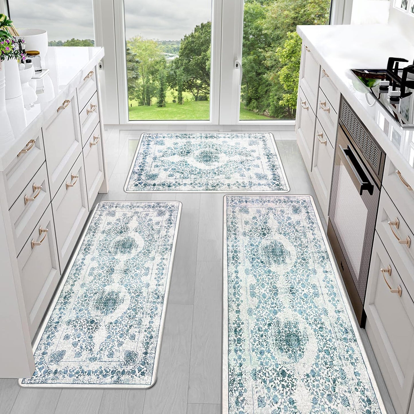 Sofort Kitchen Mats Set of 3, Non Slip Washable Rugs for Home