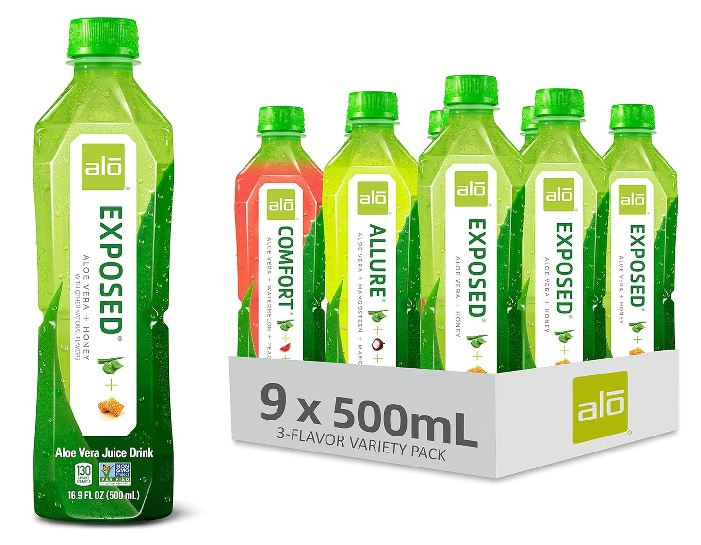 ALO Aloe Vera Juice Variety Pack | Hydration & Wellness | 16.9oz x 9