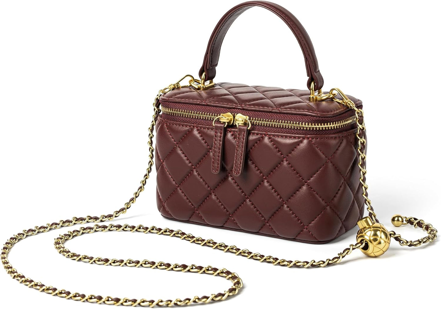 DORIS&JACKY Small Quilted Box Crossbody Purse for Women