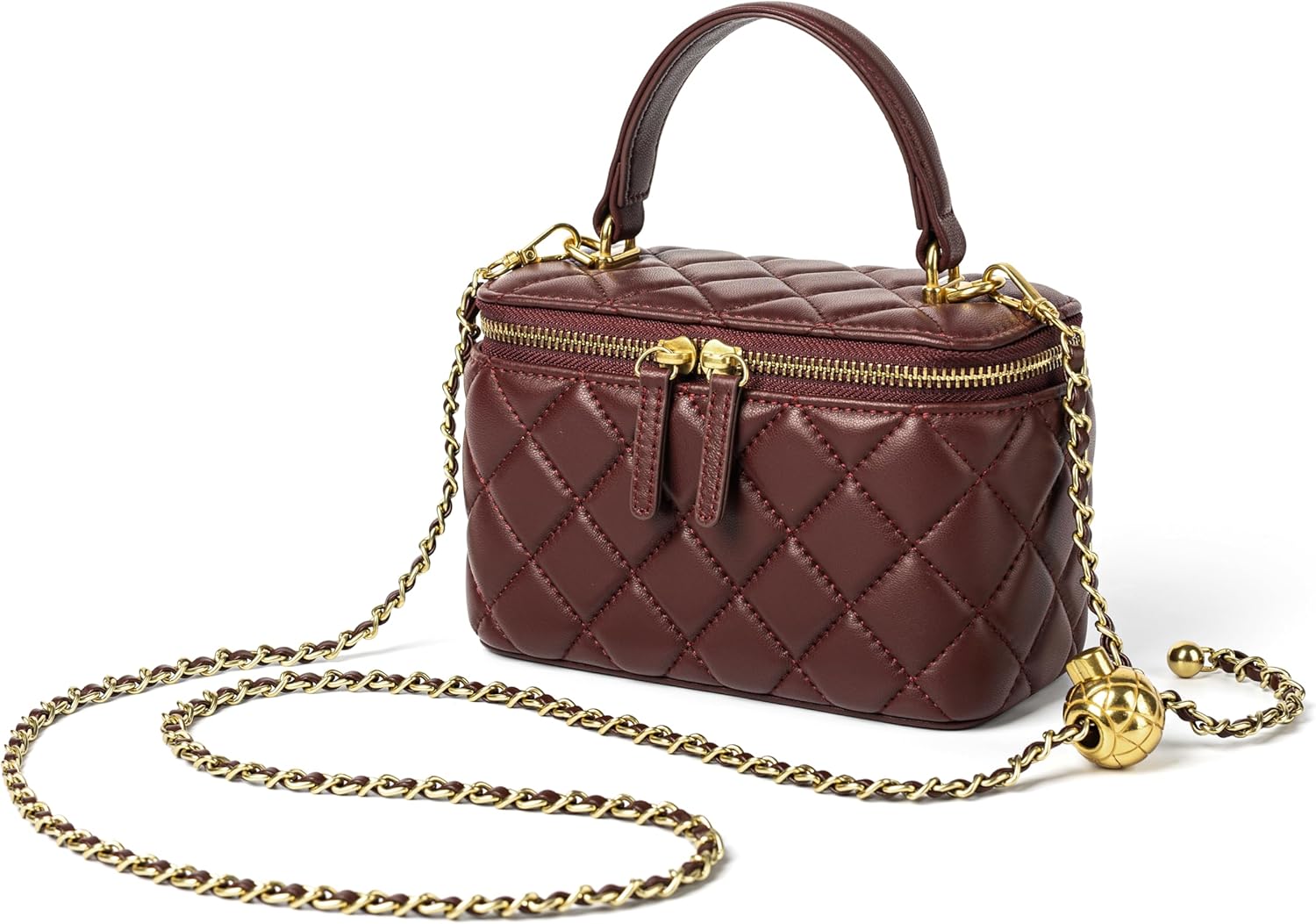 DORIS&JACKY Small Quilted Box Crossbody Purse for Women