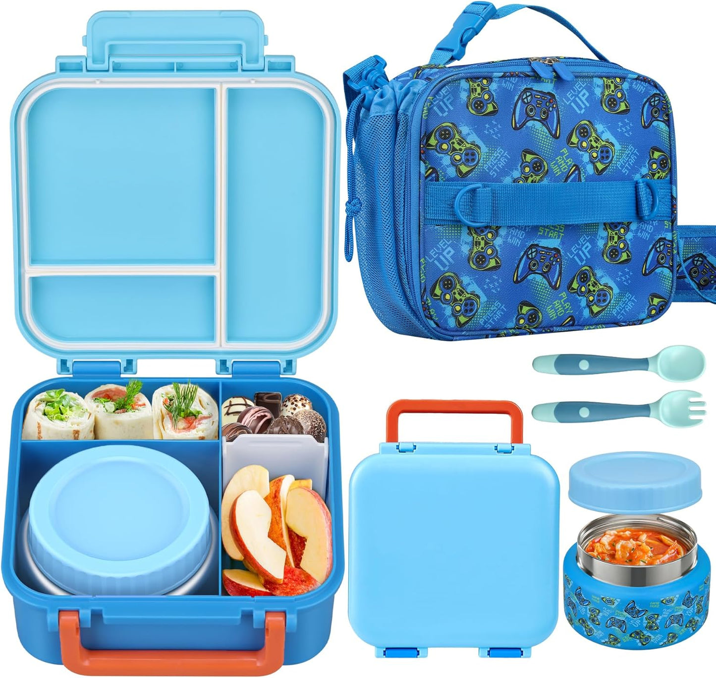 Kids Lunch Box Set with Bento Box and Insulated Bag for School