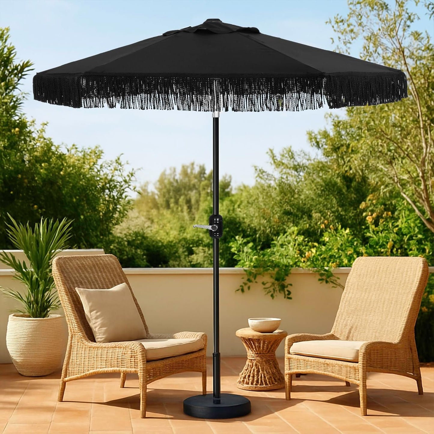 6 Ft Fringe Patio Umbrella - Stylish Outdoor Shade Solution