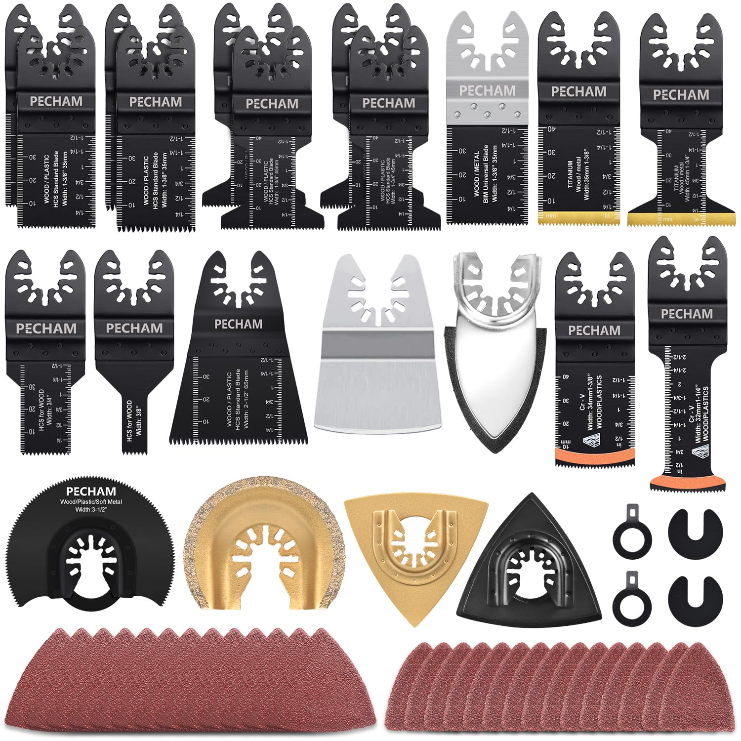 PECHAM 104 Pcs Oscillating Multi Tool Blade Set for Cutting