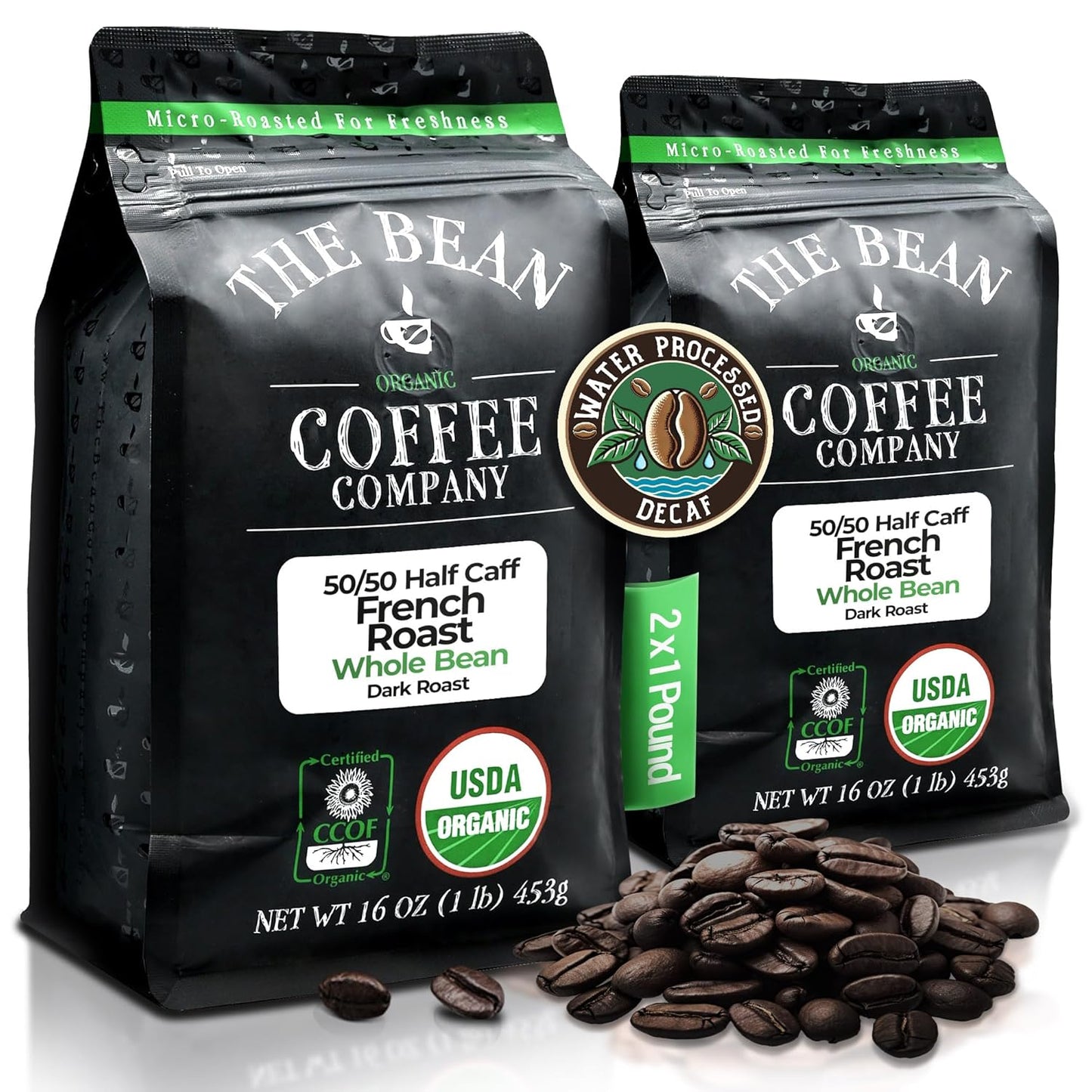 50/50 French Roast Organic Whole Bean Coffee - Dark Roast Blend
