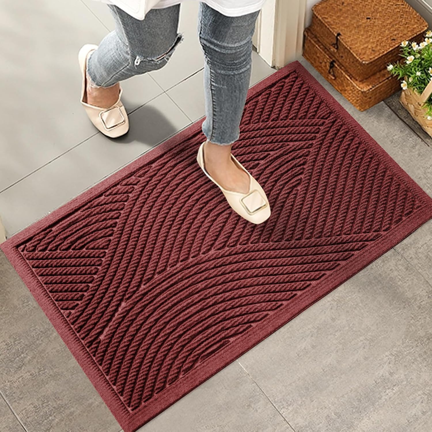 Sturdy Front Door Mat for Indoor Outdoor Use, Non-Slip Design