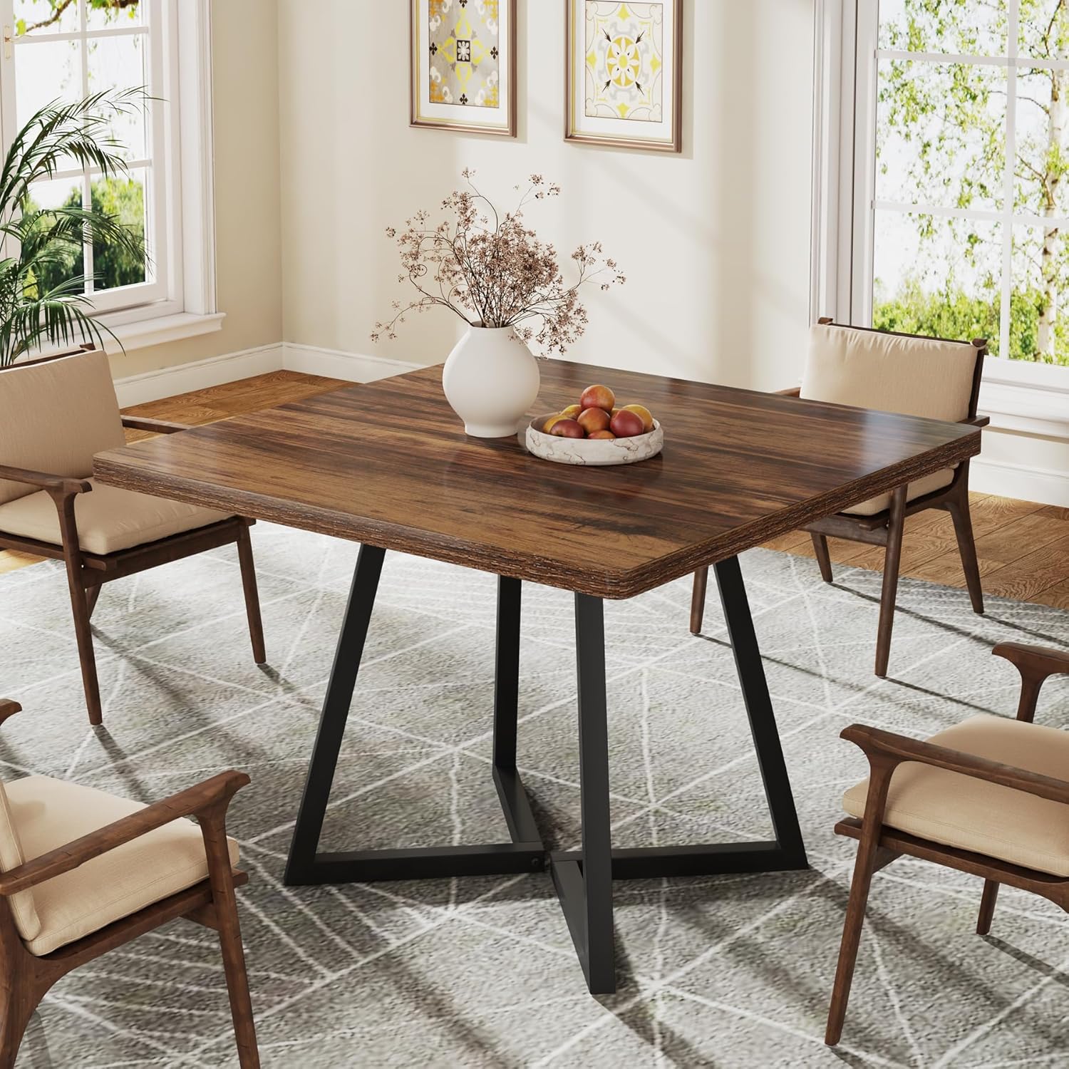 Tribesigns 31.5 Square Dining Table: Industrial Style for Small Spaces