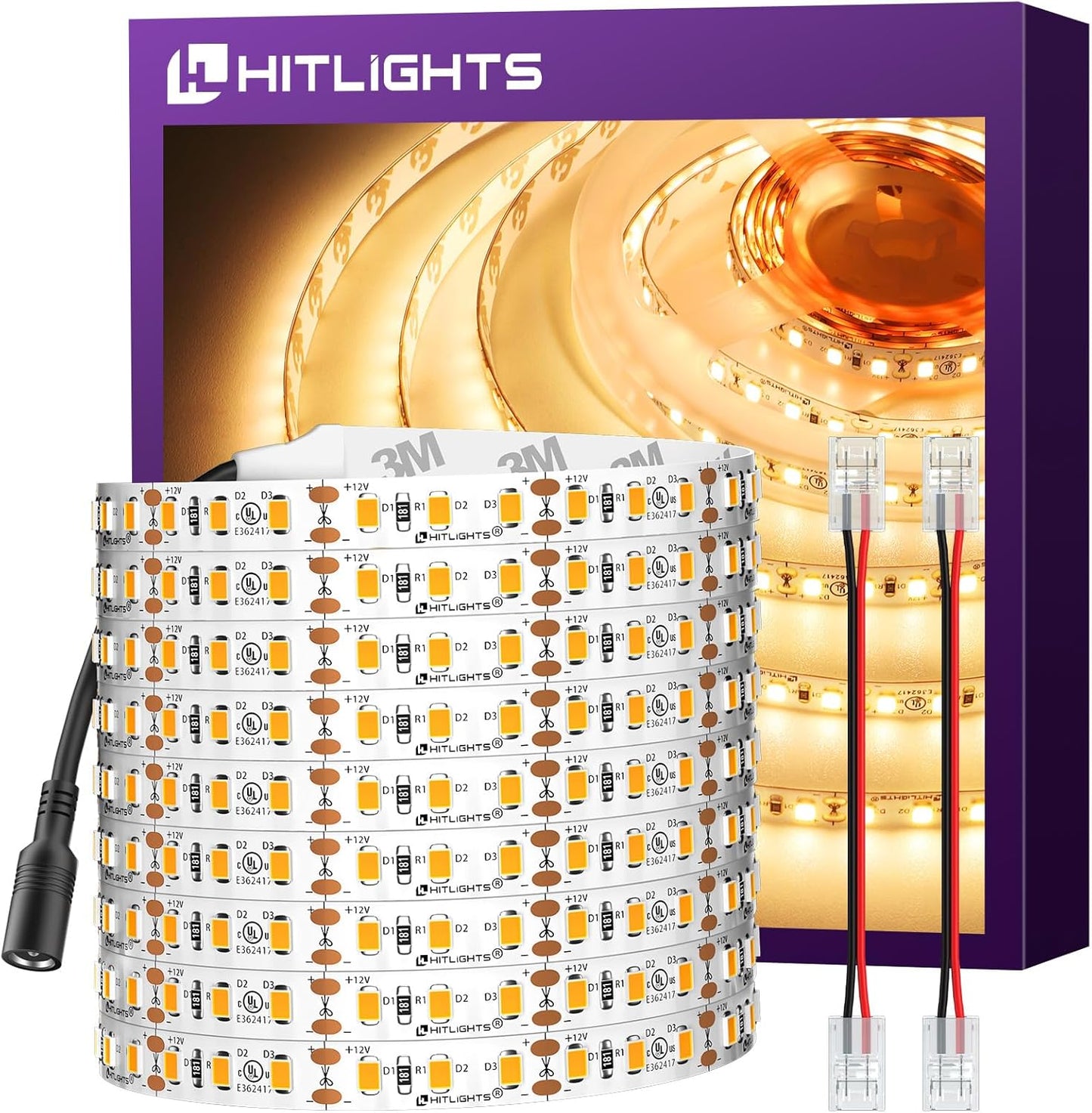 HitLights LED Strip Lights Warm White 3000K for Home Lighting