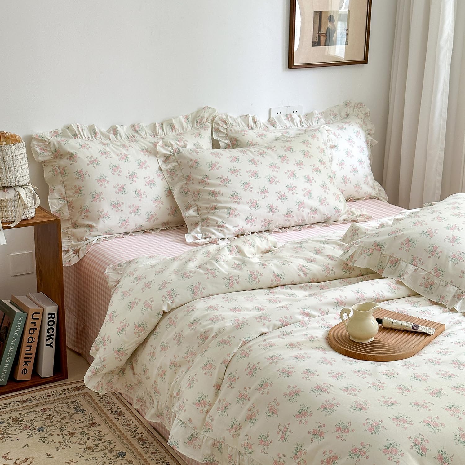 Mixinni Pink Floral Duvet Cover Set for a Romantic Bedroom