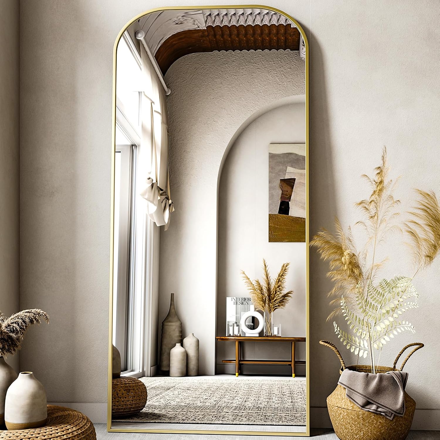 Full Length Mirror - 71in x 28in Freestanding Arched Design