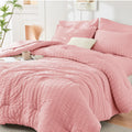 HYMOKEGE Rose Pink King Size Comforter Set for All Seasons