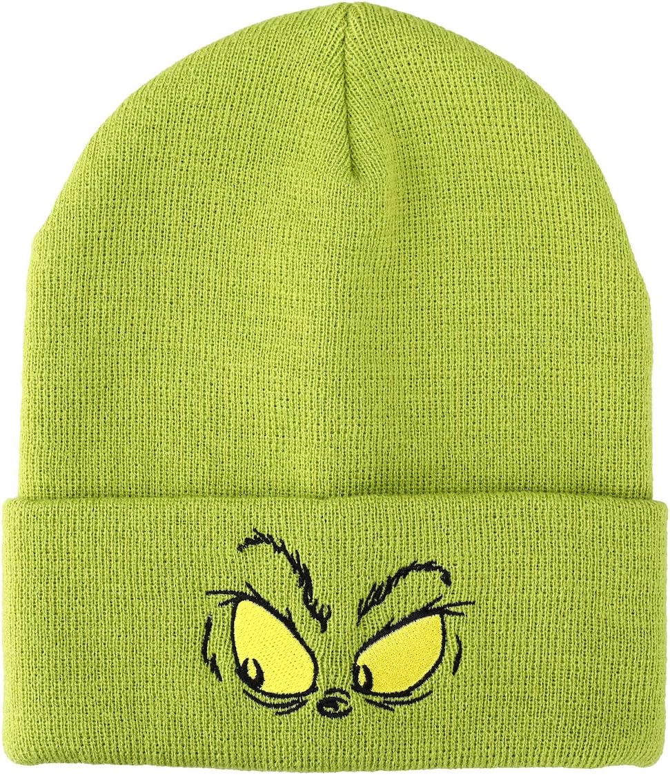 Grinch Face Green Beanie - Festive Knitwear