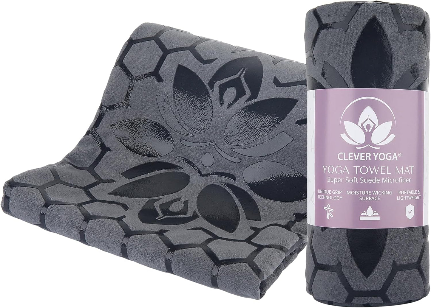 Clever Yoga Non-Slip Hot Yoga Mat Towel - Sweat Absorbent Microfiber