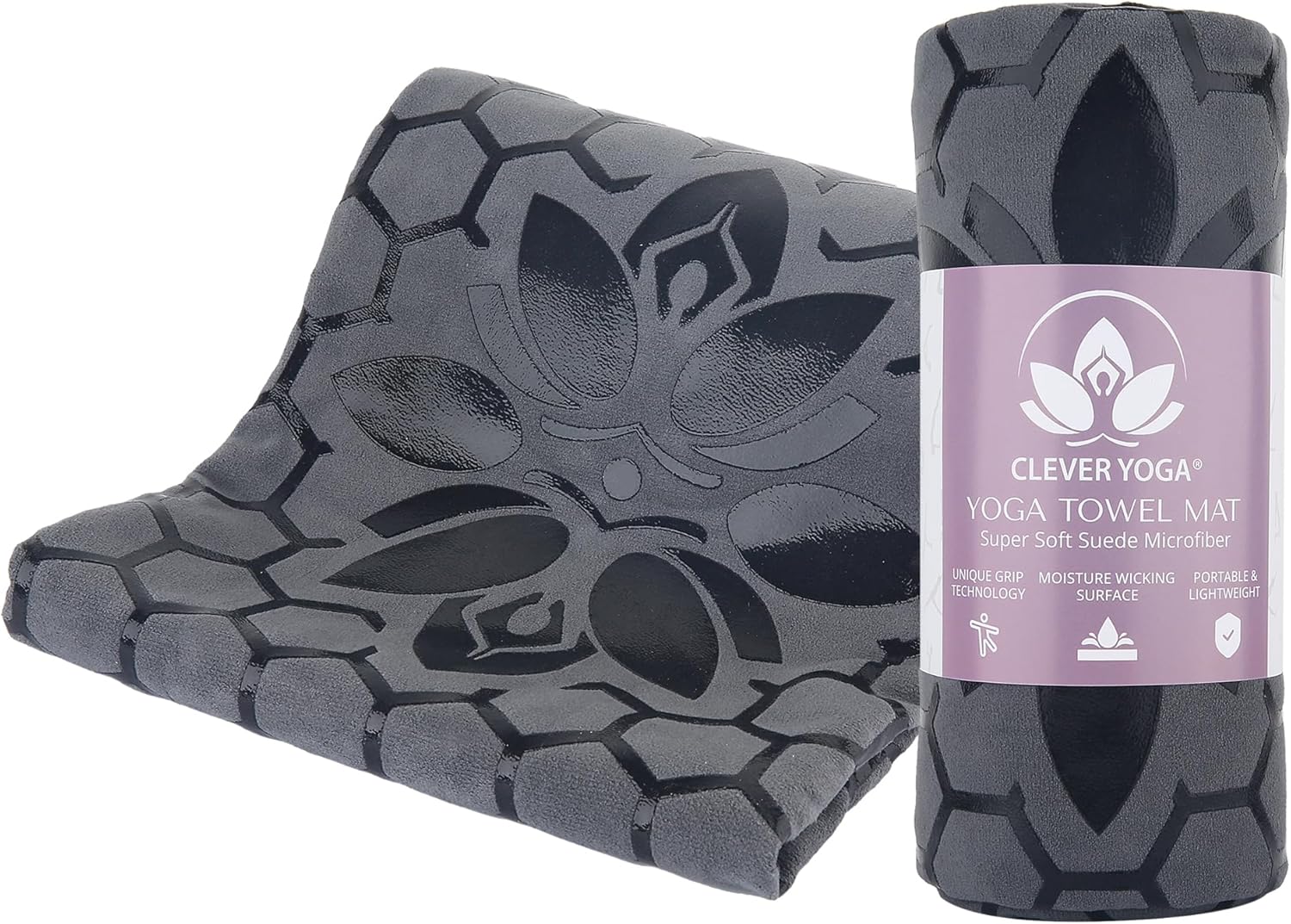 Clever Yoga Non-Slip Hot Yoga Mat Towel - Sweat Absorbent Microfiber