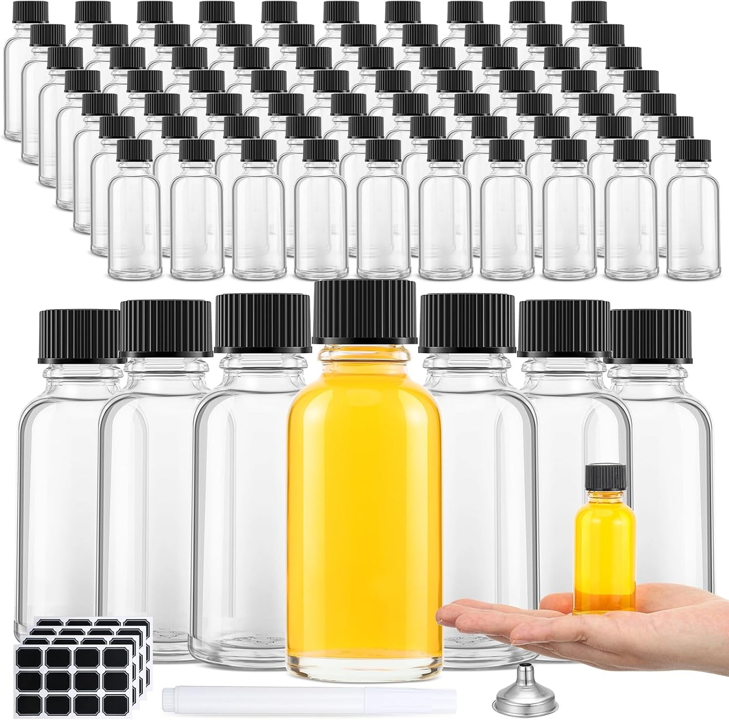 1 oz Glass Bottle Set for Essential Oils and Vanilla Extract