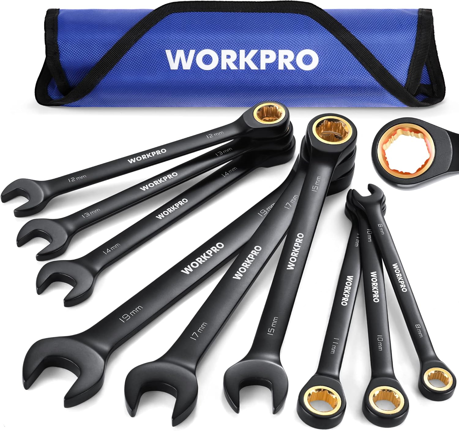 WORKPRO 9-Piece Anti-Slip Ratcheting Wrench Set for All Needs