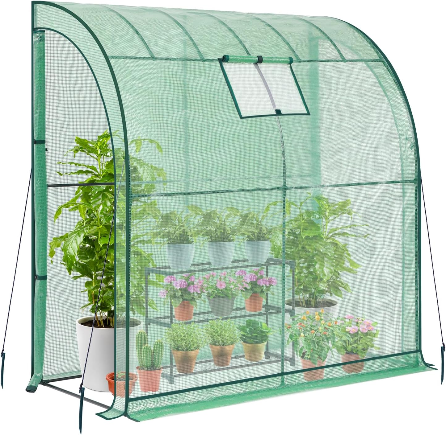 Portable 3-Tier Greenhouse: 79x39x83 Walk-in w/ Mesh Windows