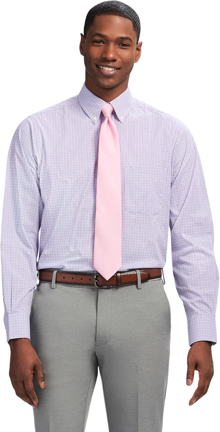 IZOD Men's Dress Shirt Regular Fit Long Sleeve Wrinkle Free Style