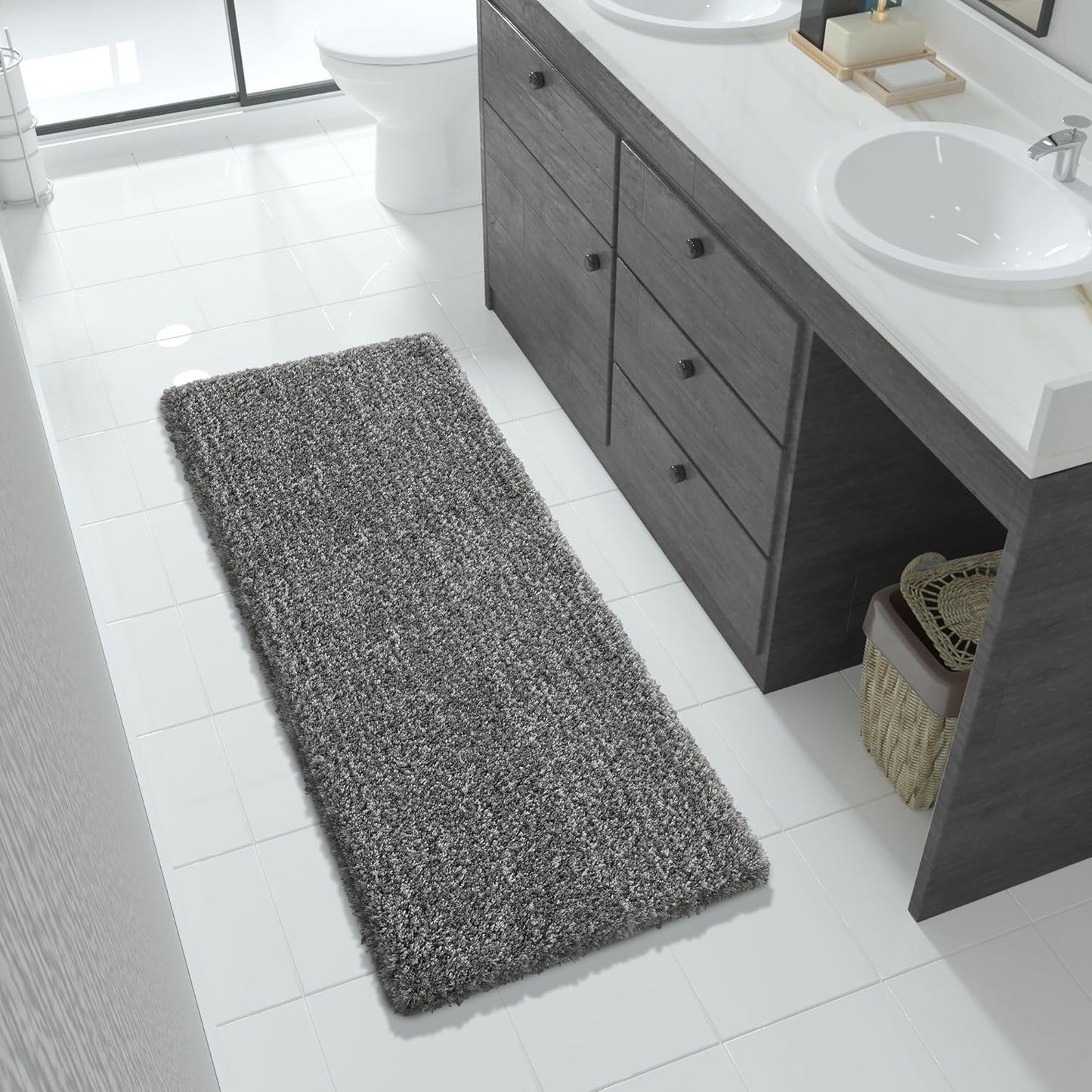 Luxury Bathroom Rugs by Yimobra - Fluffy Non Slip Mats