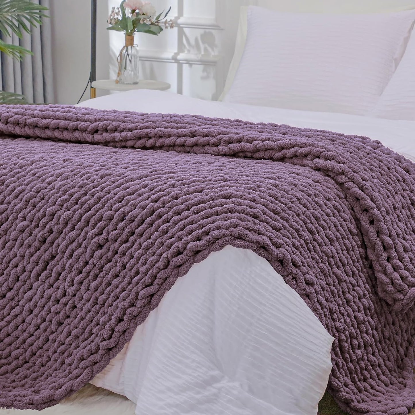 Bigacogo Chunky Knit Throw Blanket for Cozy Winter Comfort