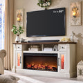 Fireplace TV Stand for 80 Inch TV - Farmhouse 42in Electric Fireplace