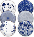 Selamica 10 Inch Kitchen Serving Plates Set of 6 - Classic Blue Dinner