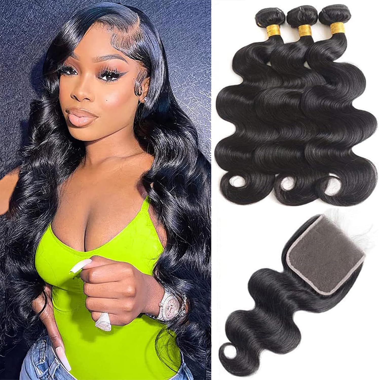 18 20 22 Inch Body Wave Bundles with Closure for Gorgeous Hair