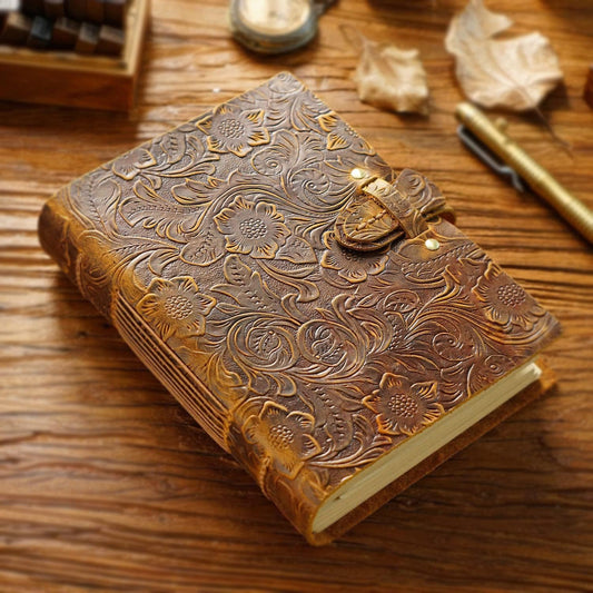 Genuine Leather Travel Journal - 400 Pages - Handmade - Vintage Brown