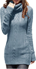 v28 Women Polo Neck Long Slim Fitted Dress - Slim Cable Knit