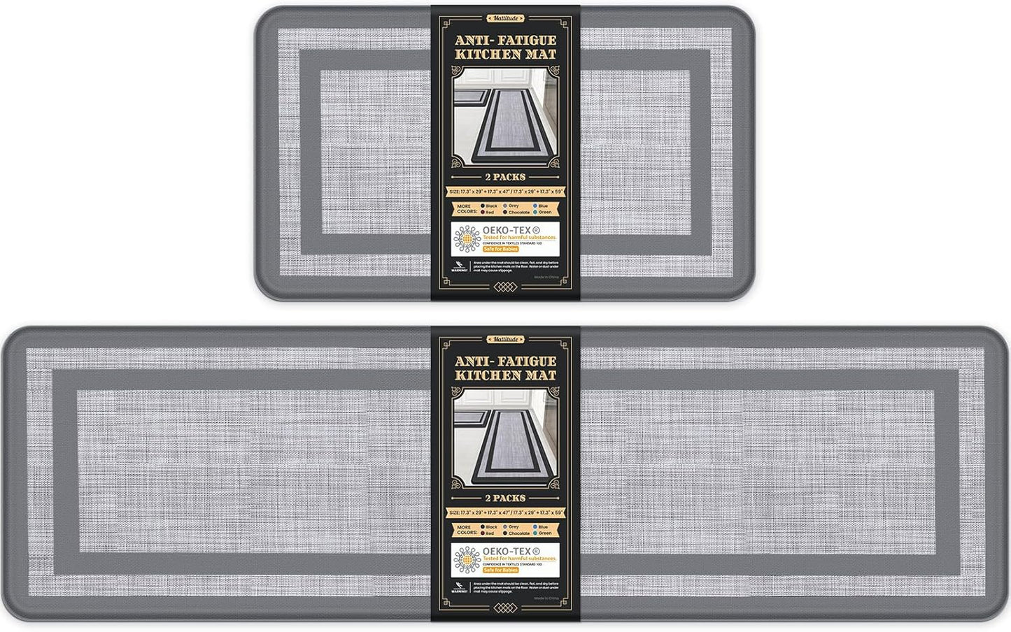 Mattitude Kitchen Mats Set of 2 Cushioned Anti-Fatigue Rugs
